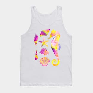 Watercolor Under the Sea Pattern - Retro Purple Tank Top